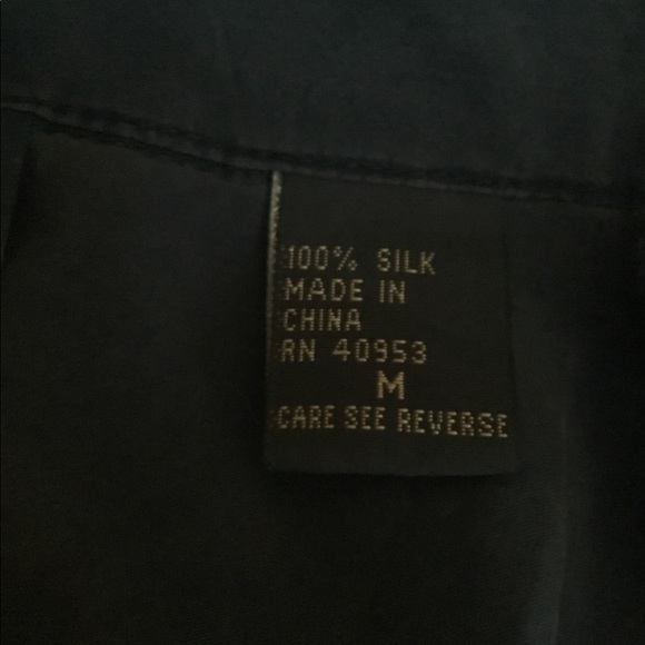 BARBARA BLUE 100% Silk Long-Sleeve Blouse Sz L - Picture 7 of 8